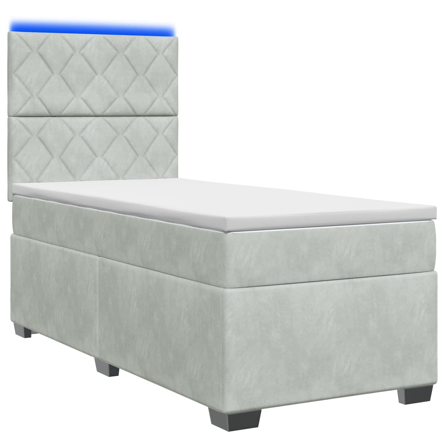 vidaXL Κρεβάτι box spring με στρώμα Ανοιχτό γκρι 100 x 200 cm Βελούδο