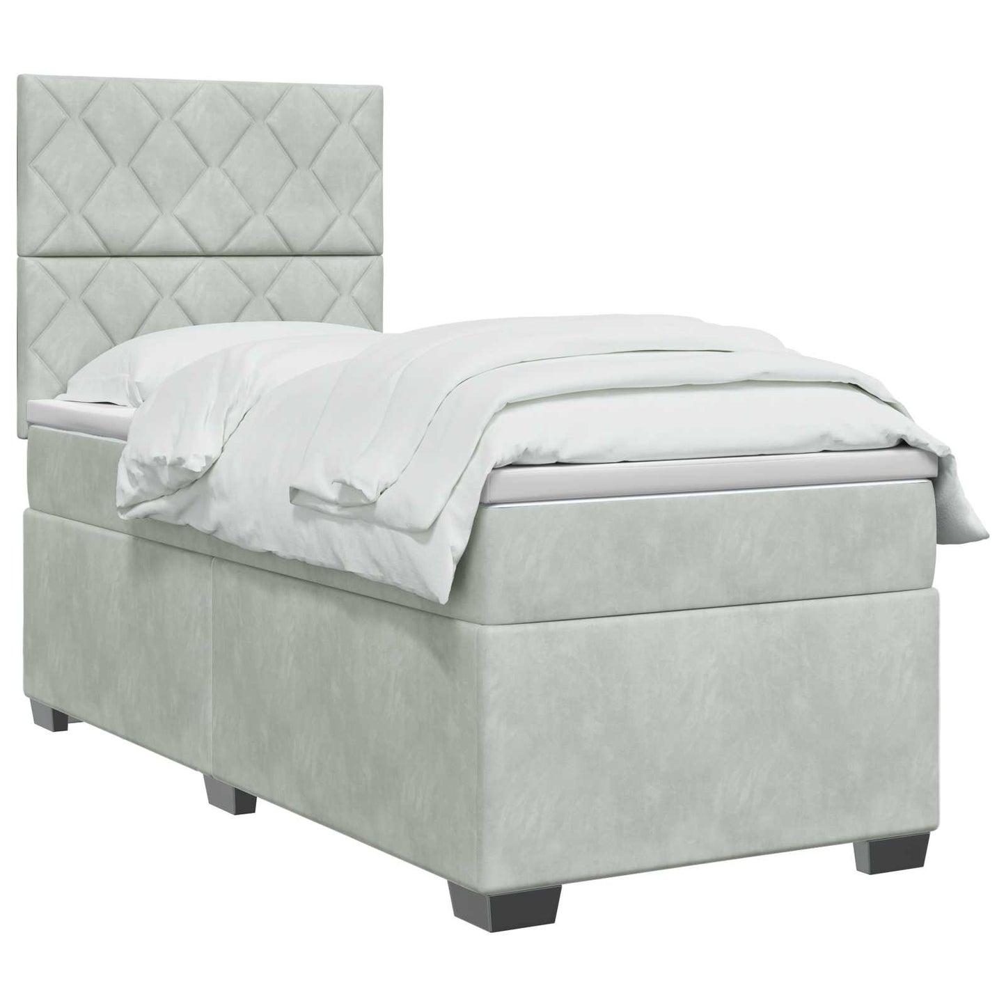 vidaXL Κρεβάτι box spring με στρώμα Ανοιχτό γκρι 100 x 200 cm Βελούδο
