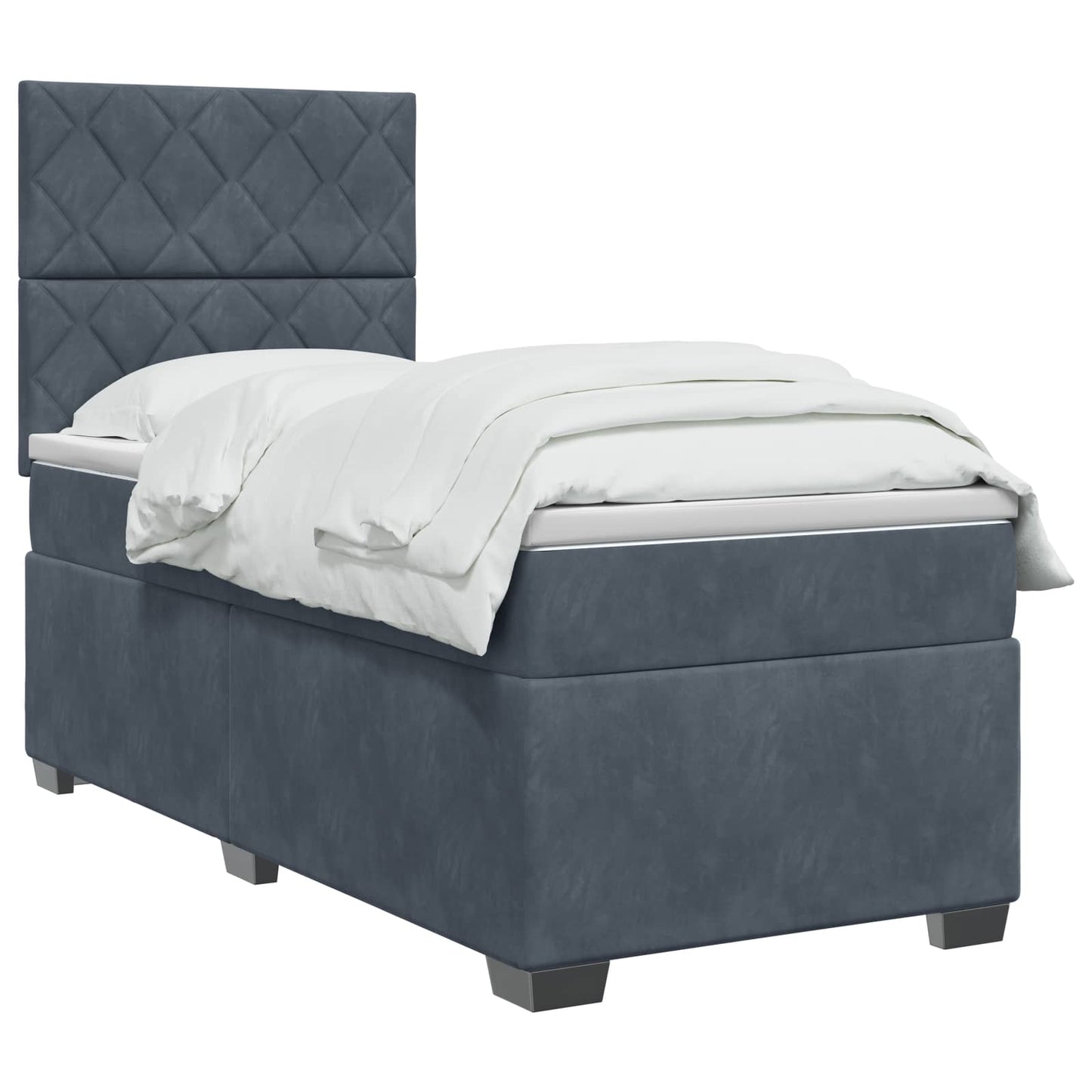 vidaXL Κρεβάτι box spring με στρώμα Σκούρο Γκρι 100 x 200 cm Βελούδο