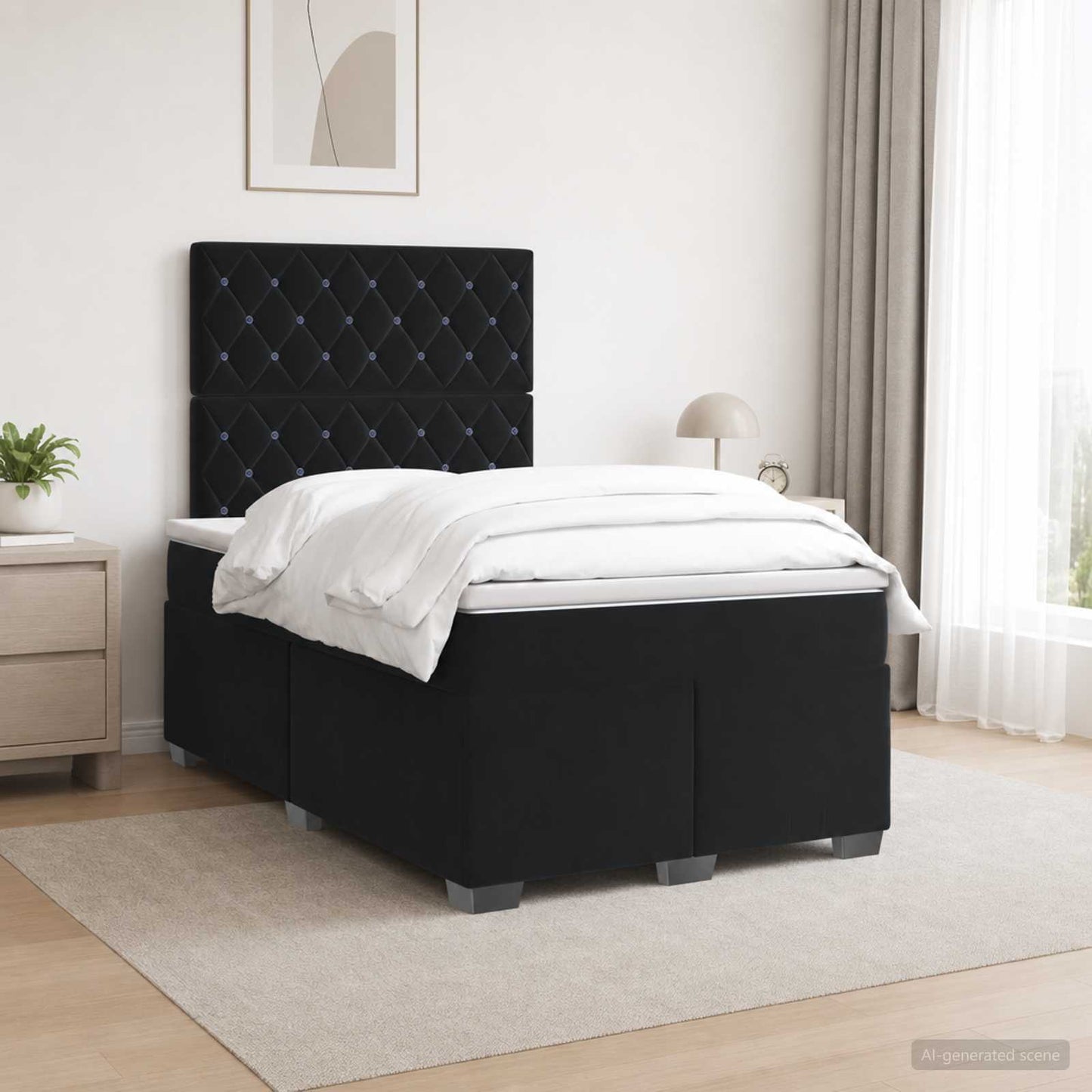vidaXL Κρεβάτι box spring με στρώμα Μαύρο 120 x 200 cm Βελούδο