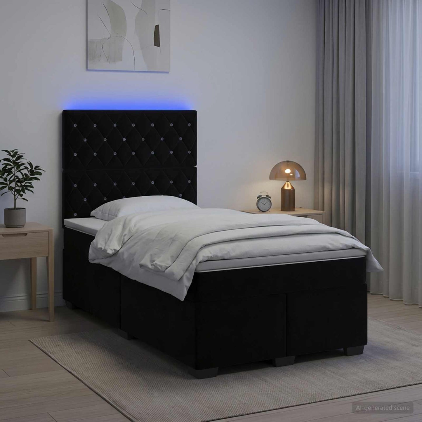 vidaXL Κρεβάτι box spring με στρώμα Μαύρο 120 x 200 cm Βελούδο