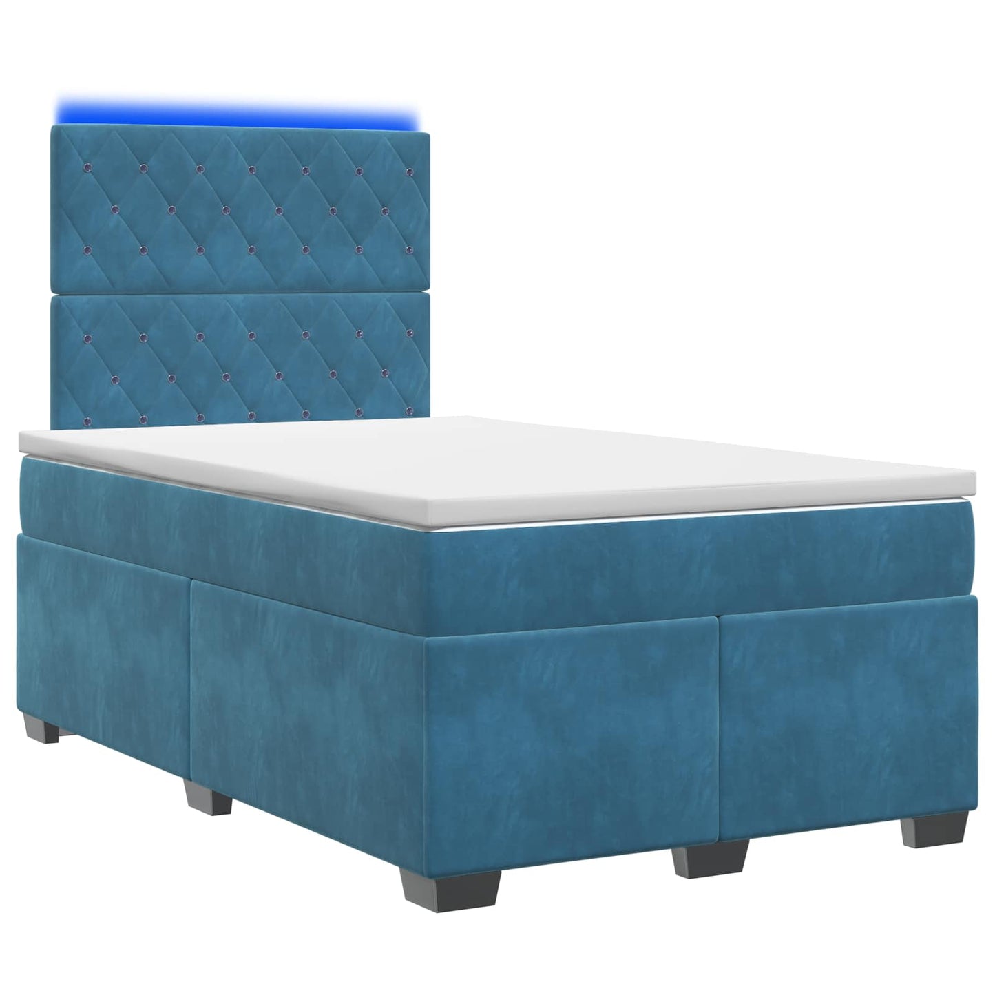 vidaXL Κρεβάτι box spring με στρώμα Μπλε 120 x 190 cm Βελούδο