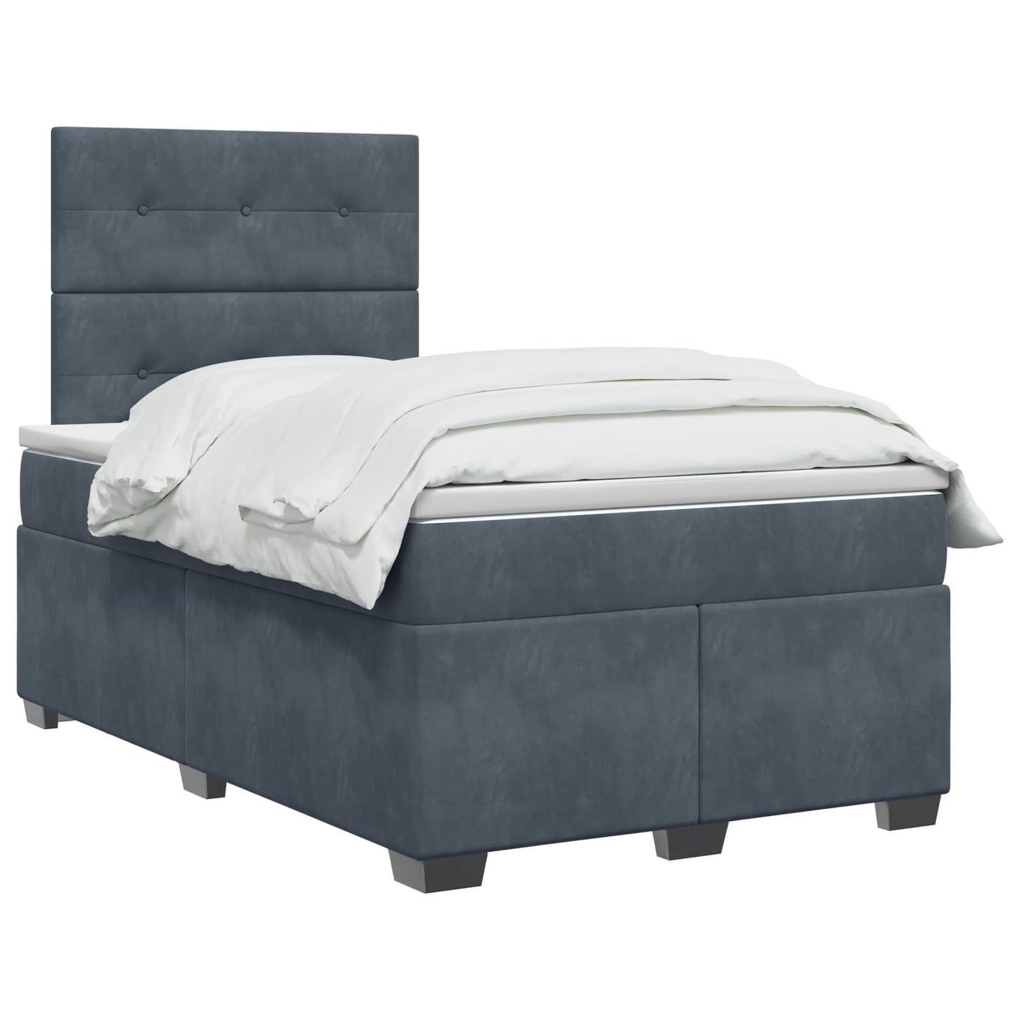 vidaXL Κρεβάτι box spring με στρώμα Σκούρο Γκρι 120 x 190 cm Βελούδο