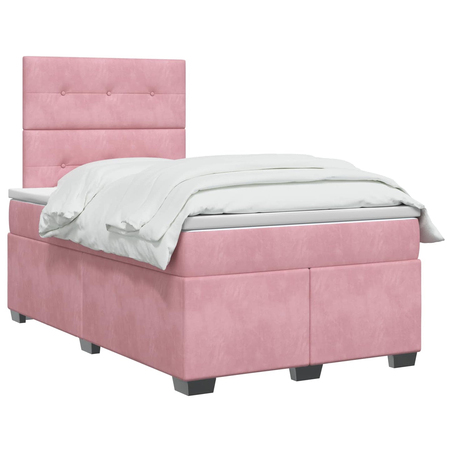 vidaXL Κρεβάτι box spring με στρώμα Ροζ 120 x 190 cm Βελούδο