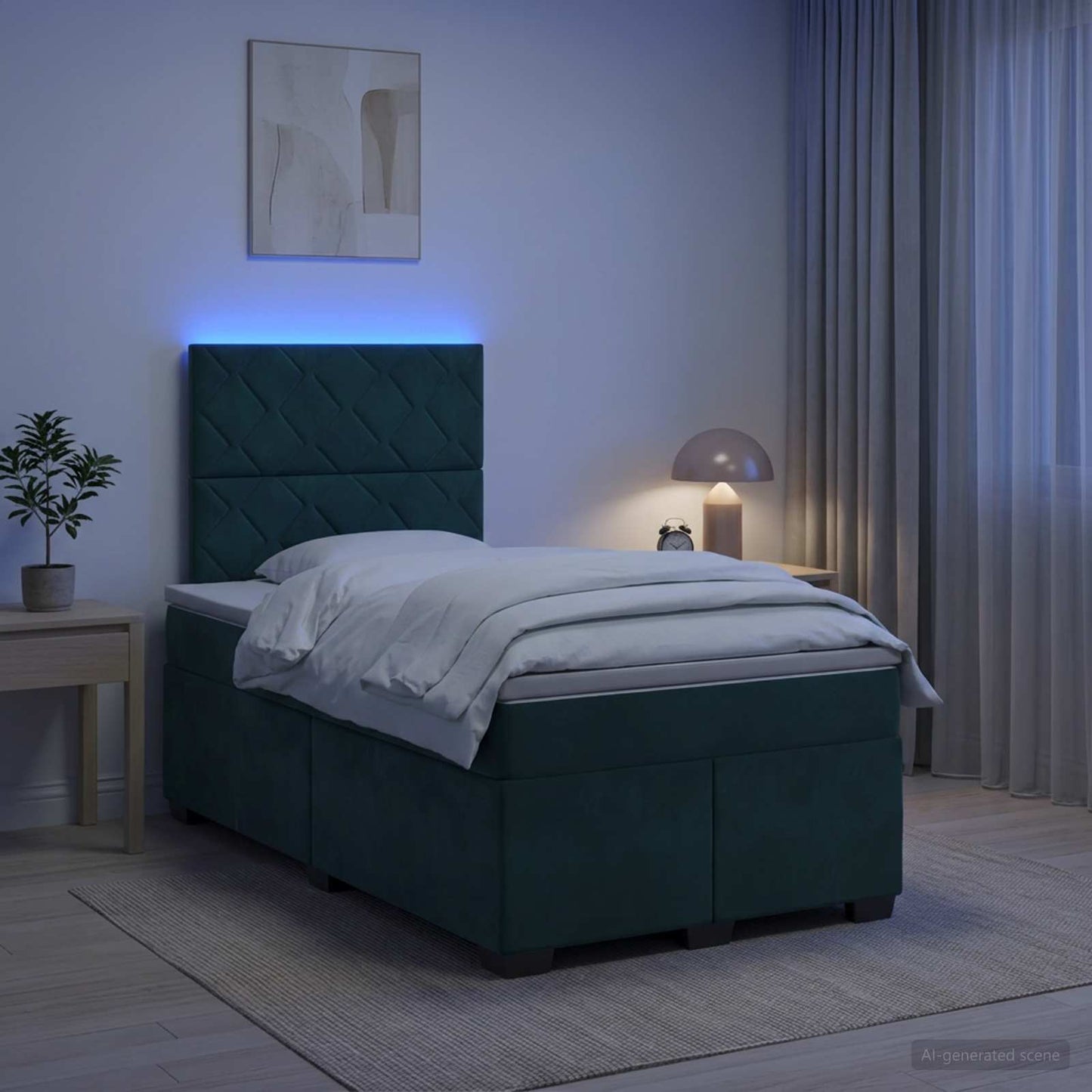 vidaXL Κρεβάτι box spring με στρώμα Σκούρο Πράσινο 120 x 200 cm