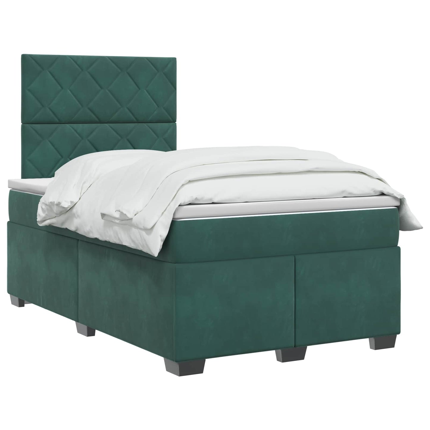 vidaXL Κρεβάτι box spring με στρώμα Σκούρο Πράσινο 120 x 200 cm