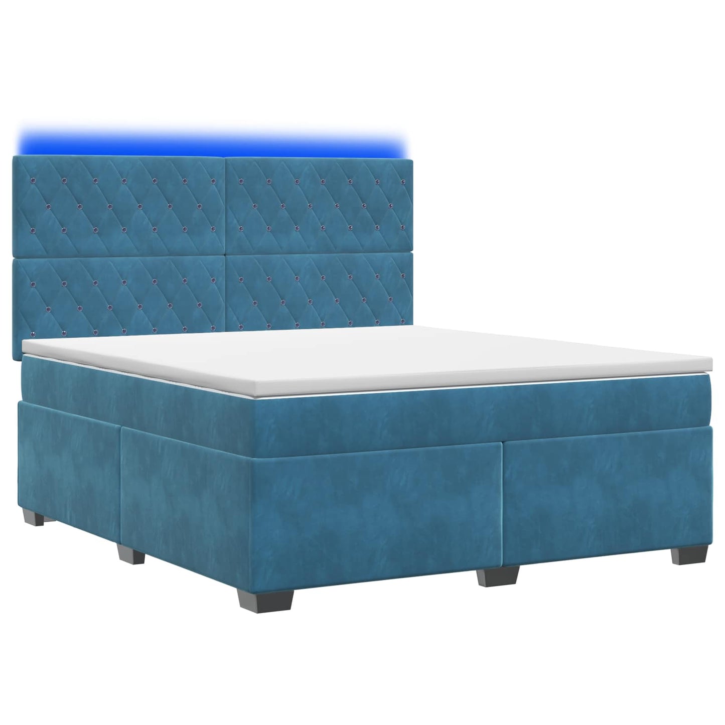 vidaXL Κρεβάτι box spring με στρώμα Μπλε 140 x 190 cm Βελούδο