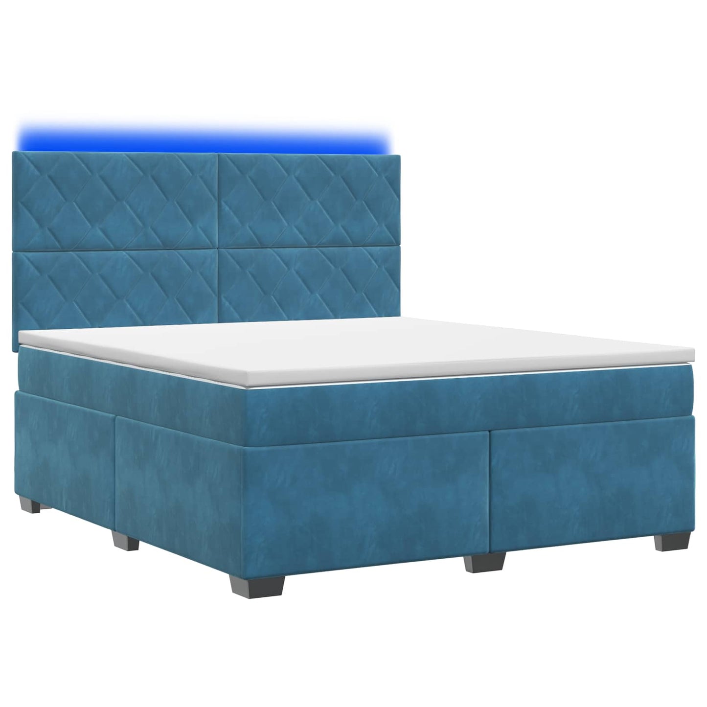vidaXL Κρεβάτι box spring με στρώμα Μπλε 140 x 190 cm Βελούδο