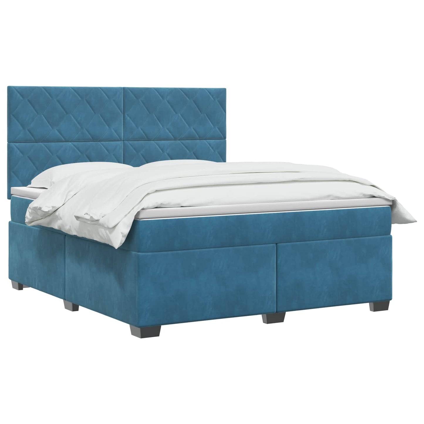 vidaXL Κρεβάτι box spring με στρώμα Μπλε 140 x 190 cm Βελούδο