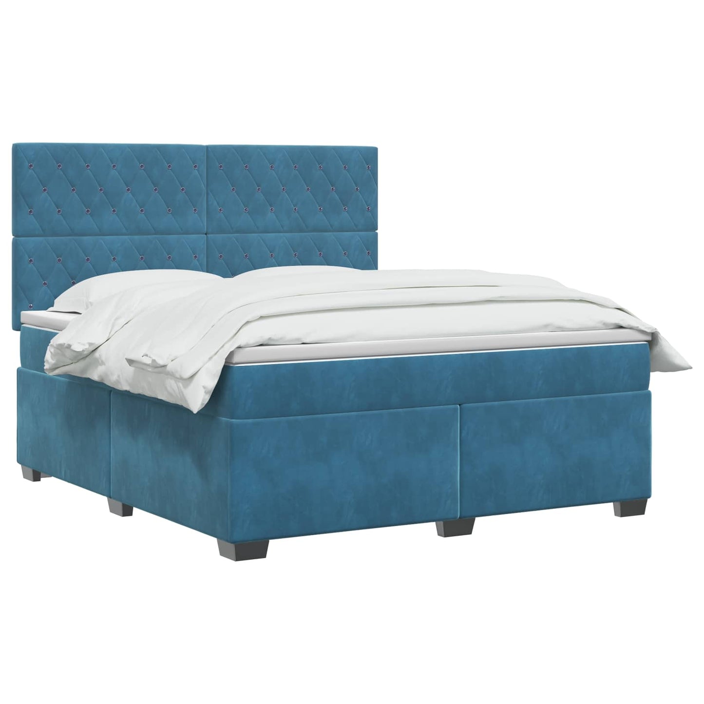 vidaXL Κρεβάτι box spring με στρώμα Μπλε 140 x 200 cm Βελούδο