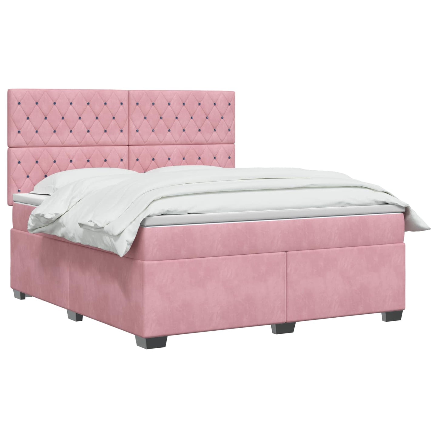 vidaXL Κρεβάτι box spring με στρώμα Ροζ 140 x 200 cm Βελούδο