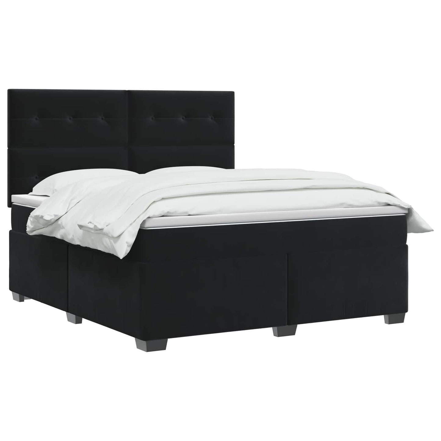 vidaXL Κρεβάτι box spring με στρώμα Μαύρο 160 x 200 cm Βελούδο