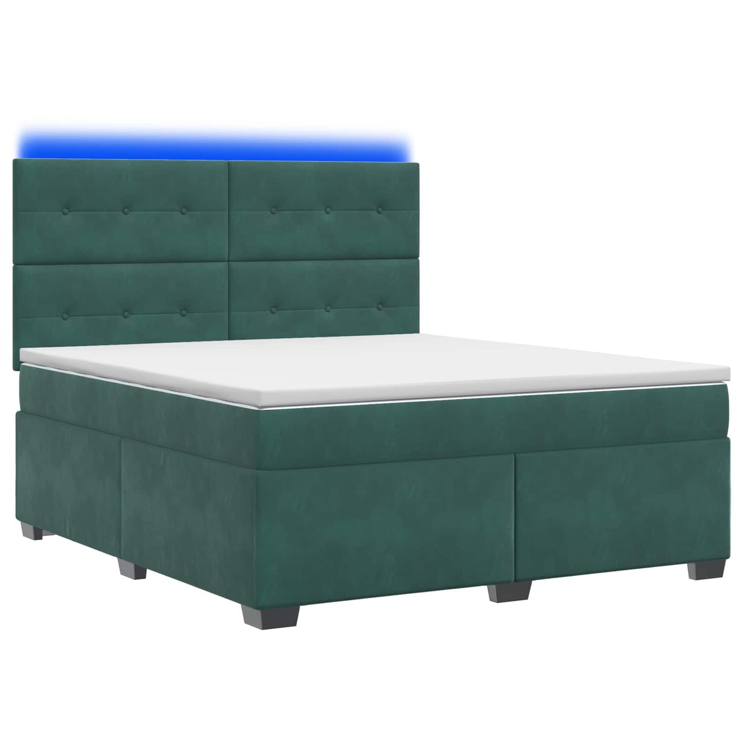 vidaXL Κρεβάτι box spring με στρώμα Σκούρο Πράσινο 160 x 200 cm