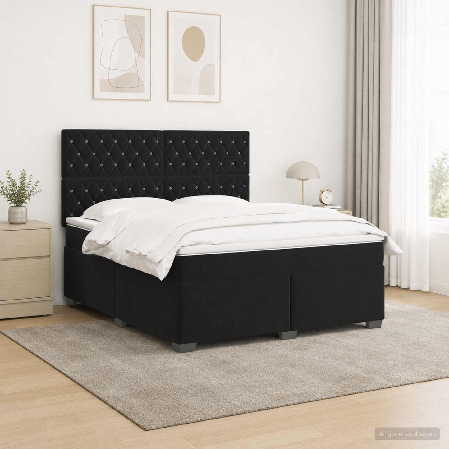 vidaXL Κρεβάτι box spring με στρώμα Μαύρο 140 x 200 cm Βελούδο