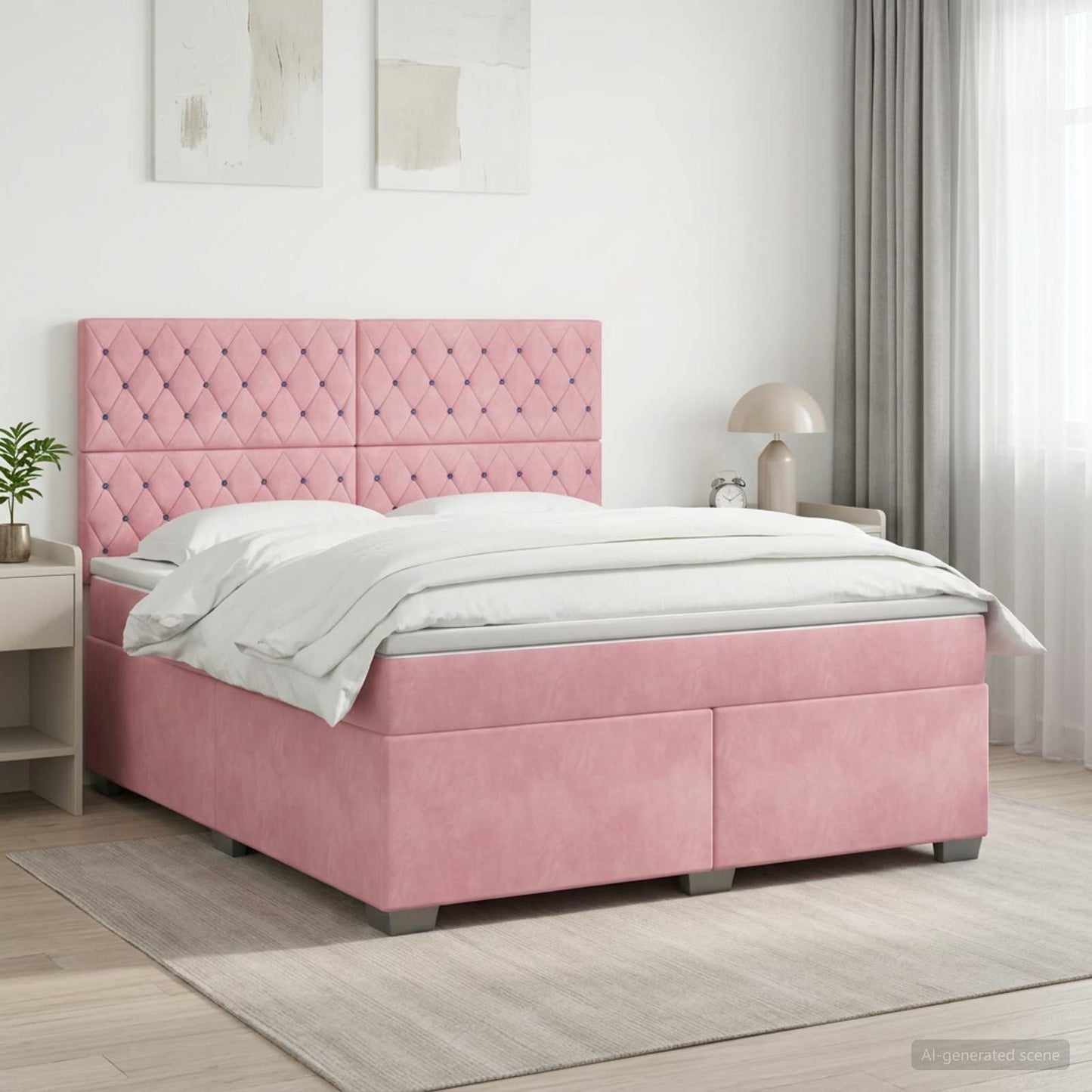 vidaXL Κρεβάτι box spring με στρώμα Ροζ 140 x 200 cm Βελούδο