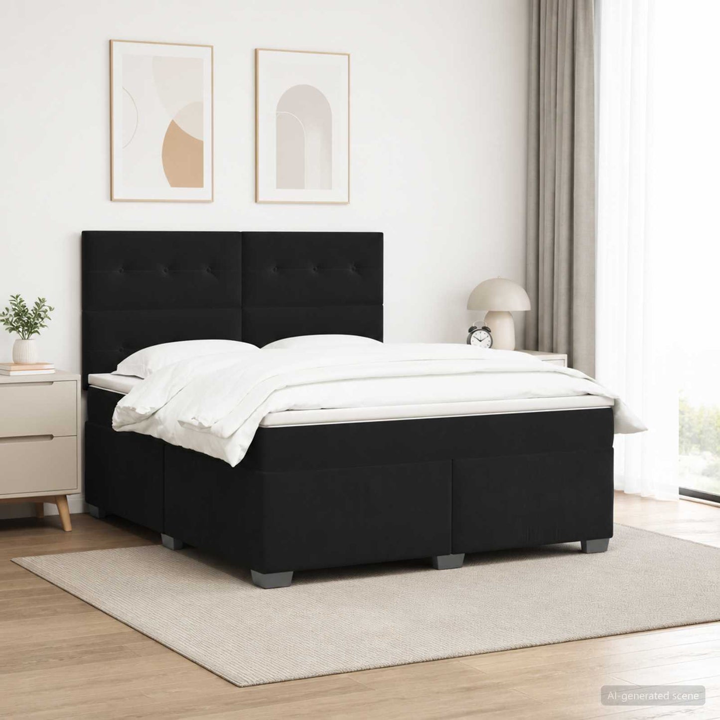 vidaXL Κρεβάτι box spring με στρώμα Μαύρο 160 x 200 cm Βελούδο