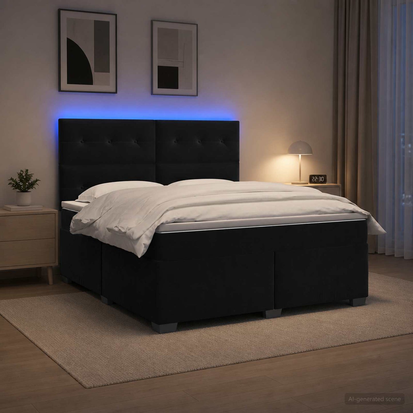 vidaXL Κρεβάτι box spring με στρώμα Μαύρο 160 x 200 cm Βελούδο