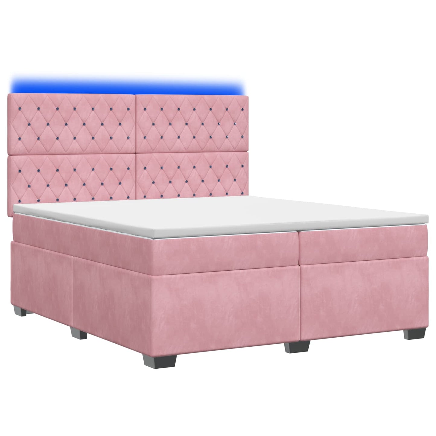 vidaXL Κρεβάτι box spring με στρώμα Ροζ 200 x 200 cm Βελούδο