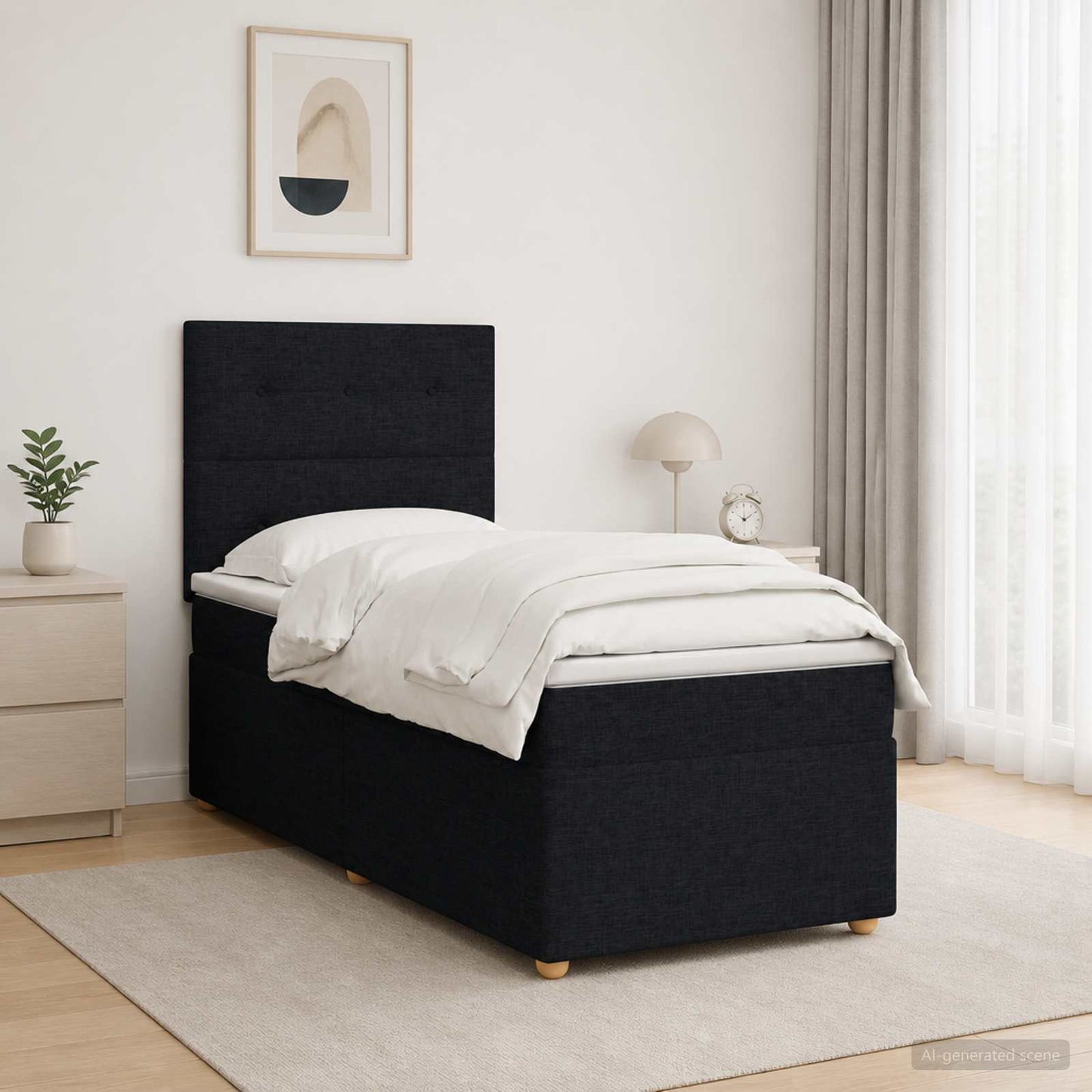 vidaXL Κρεβάτι box spring με στρώμα Μαύρο 80 x 200 cm Ύφασμα