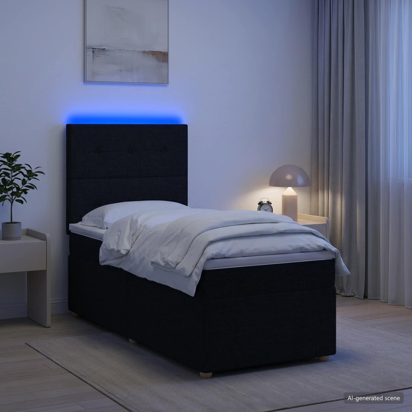 vidaXL Κρεβάτι box spring με στρώμα Μαύρο 100 x 200 cm Ύφασμα