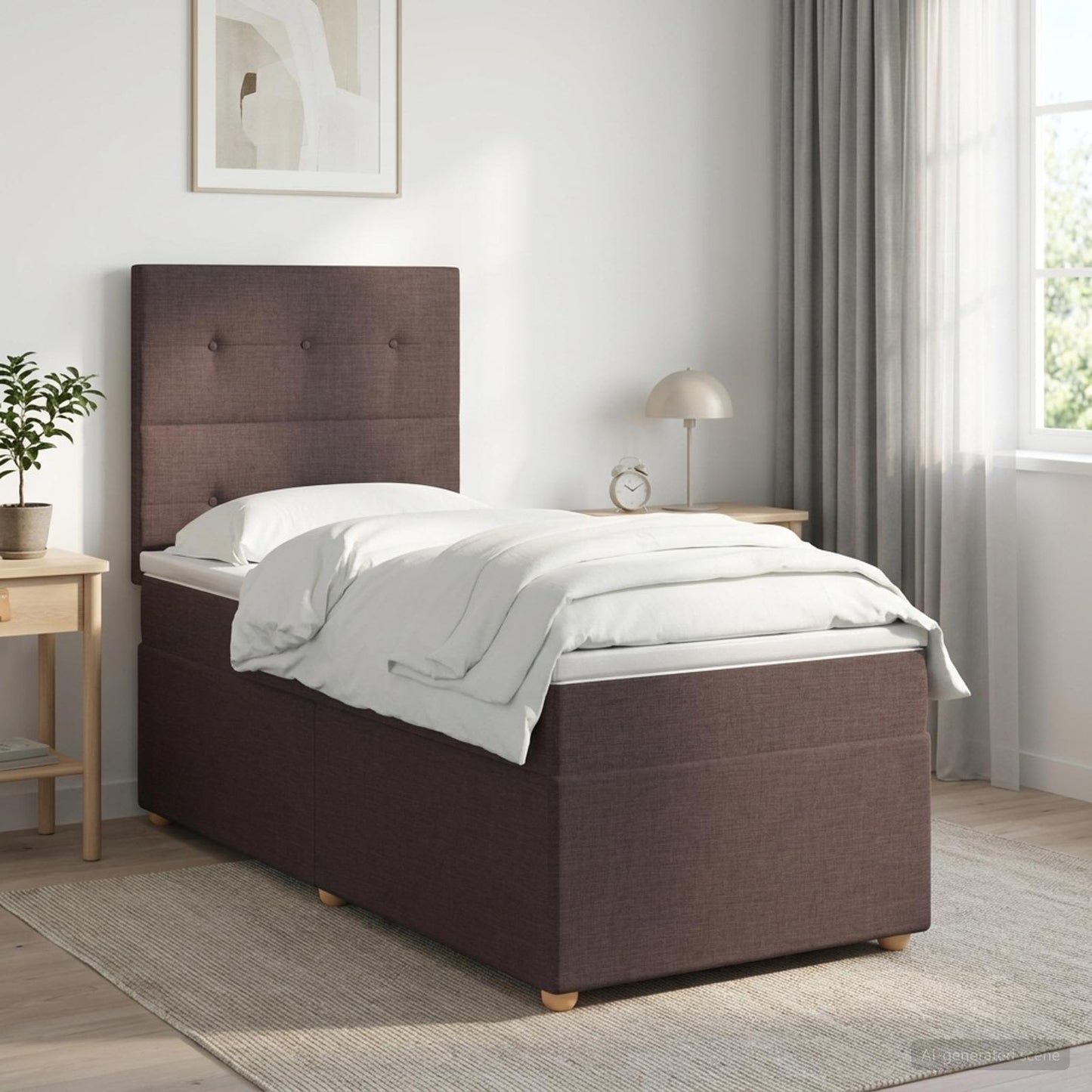 vidaXL Κρεβάτι box spring με στρώμα Σκούρο Καφέ 90 x 200 cm Ύφασμα