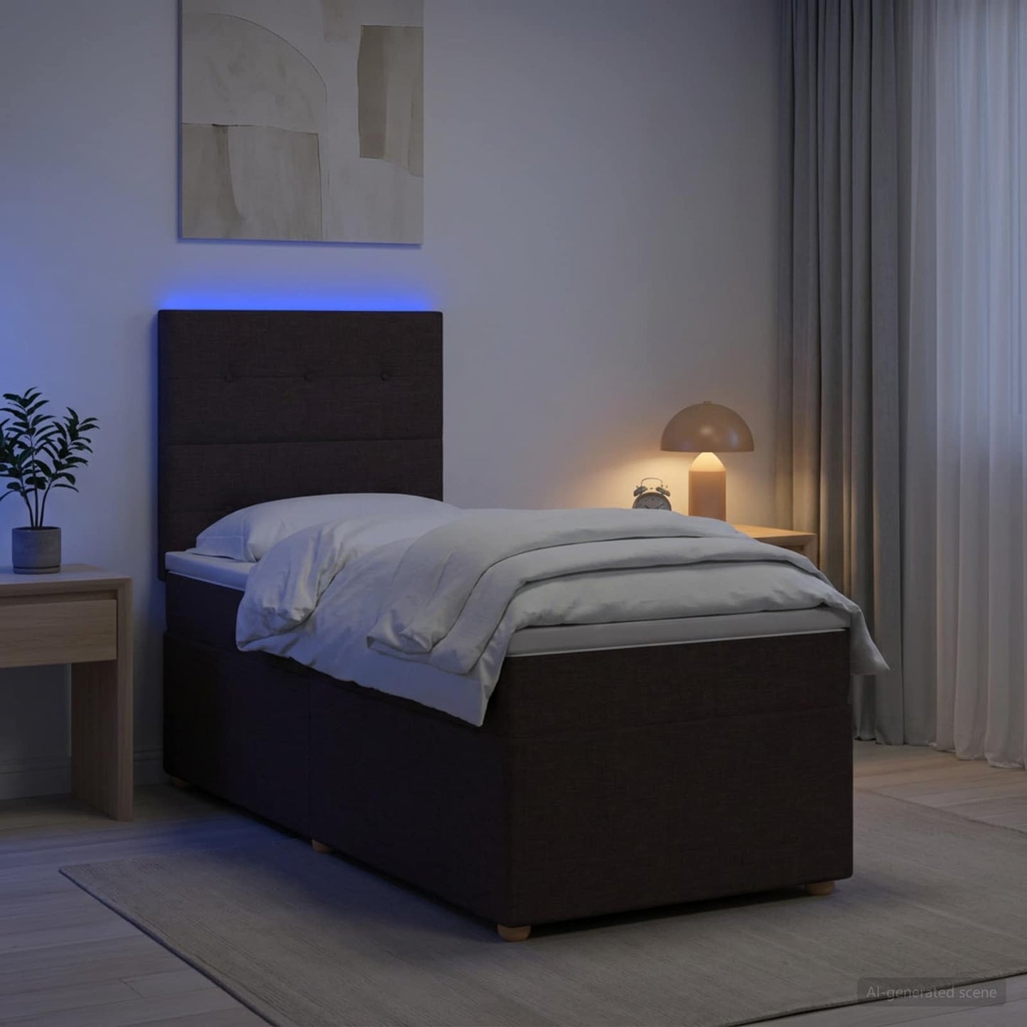 vidaXL Κρεβάτι box spring με στρώμα Σκούρο Καφέ 90 x 200 cm Ύφασμα