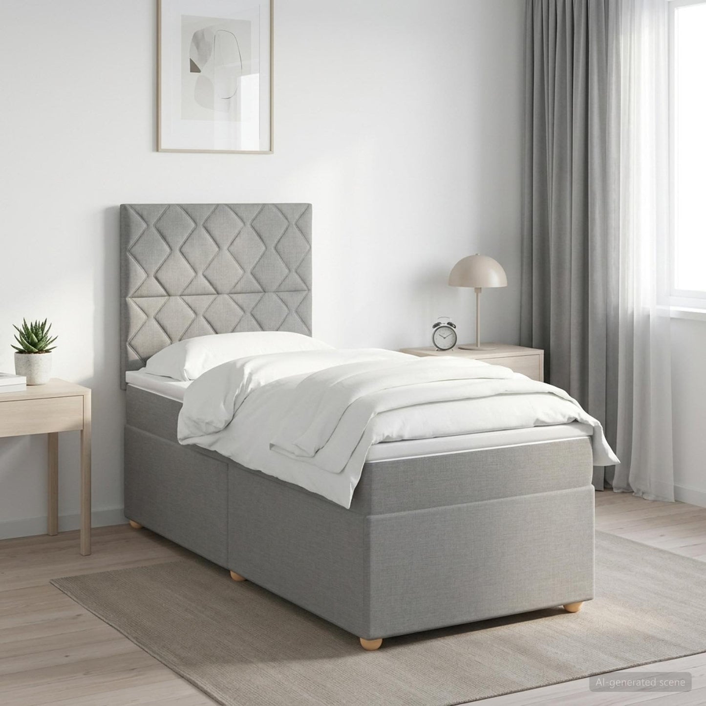 vidaXL Κρεβάτι box spring με στρώμα Ανοιχτό γκρι 90 x 190 cm Ύφασμα