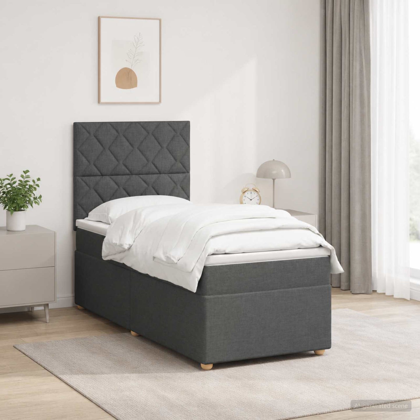 vidaXL Κρεβάτι box spring με στρώμα Σκούρο Γκρι 80 x 200 cm Ύφασμα