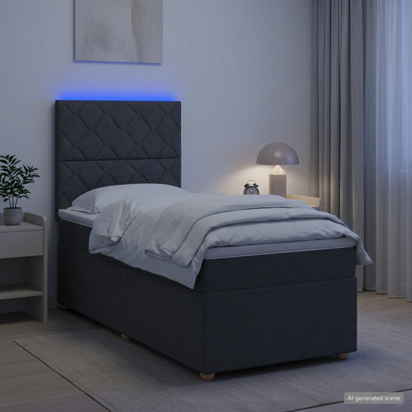 vidaXL Κρεβάτι box spring με στρώμα Σκούρο Γκρι 80 x 200 cm Ύφασμα