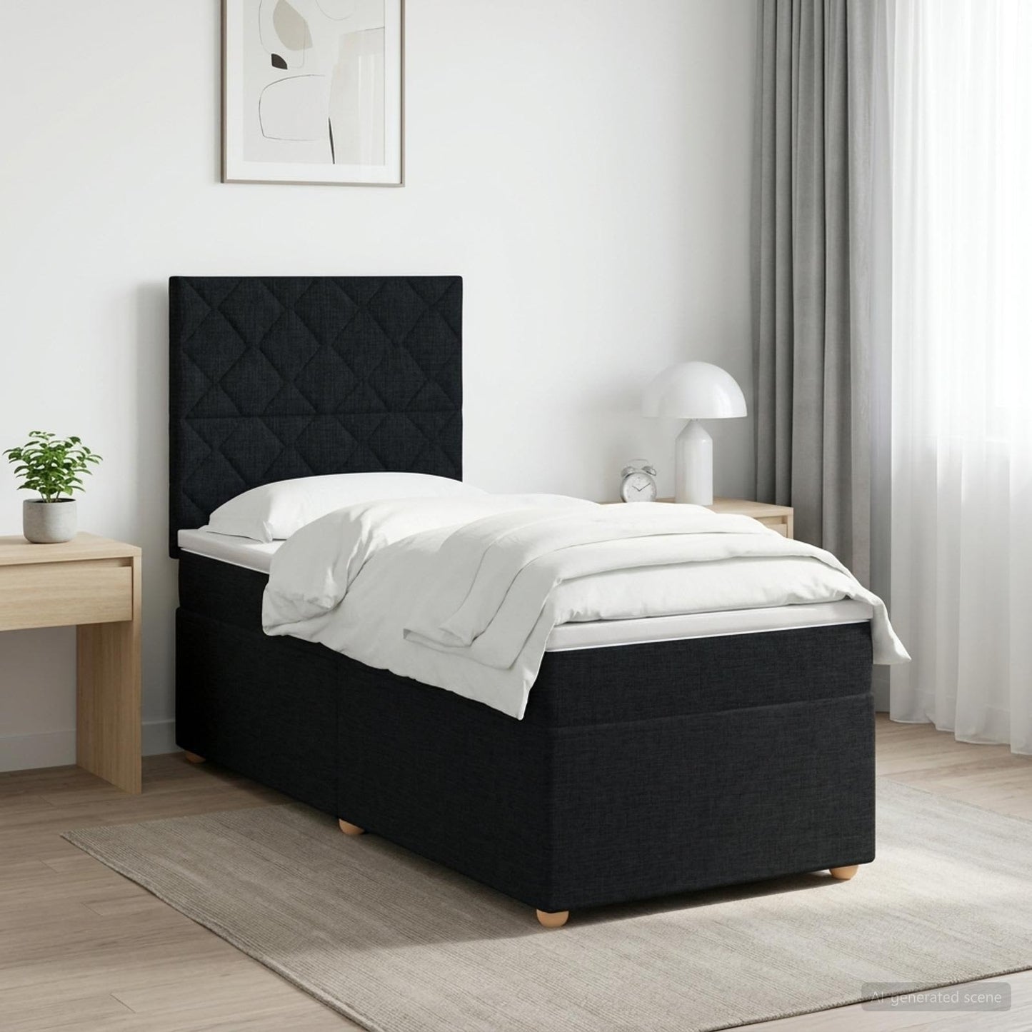 vidaXL Κρεβάτι box spring με στρώμα Μαύρο 80 x 200 cm Ύφασμα