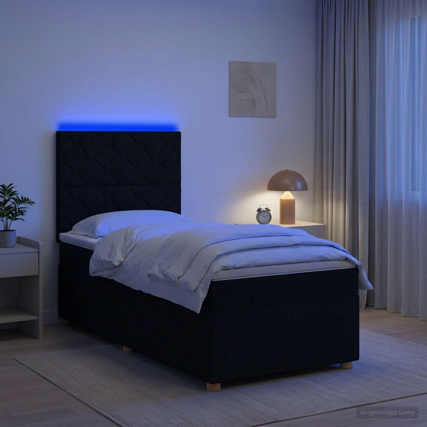 vidaXL Κρεβάτι box spring με στρώμα Μαύρο 80 x 200 cm Ύφασμα