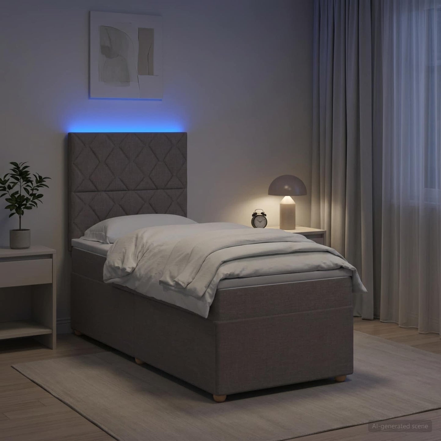 vidaXL Κρεβάτι box spring με στρώμα Taupe 100 x 200 cm Ύφασμα