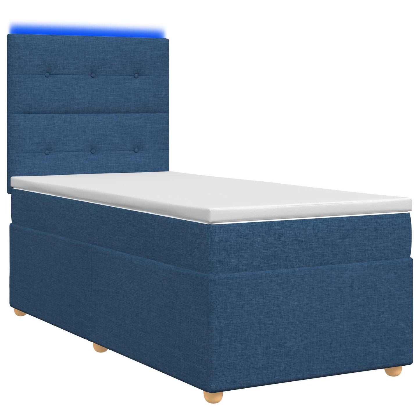 vidaXL Κρεβάτι box spring με στρώμα Μπλε 90 x 190 cm Ύφασμα
