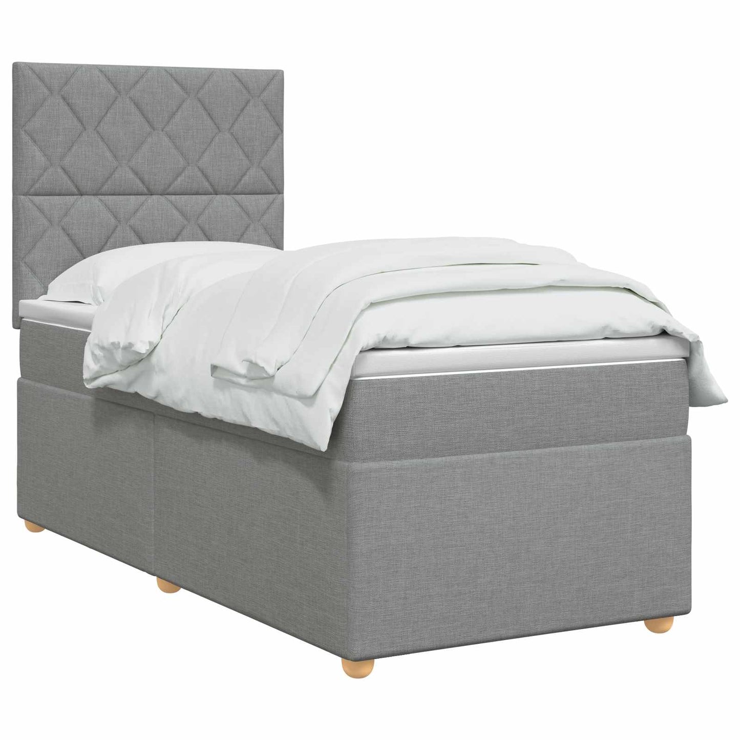 vidaXL Κρεβάτι box spring με στρώμα Ανοιχτό γκρι 90 x 190 cm Ύφασμα