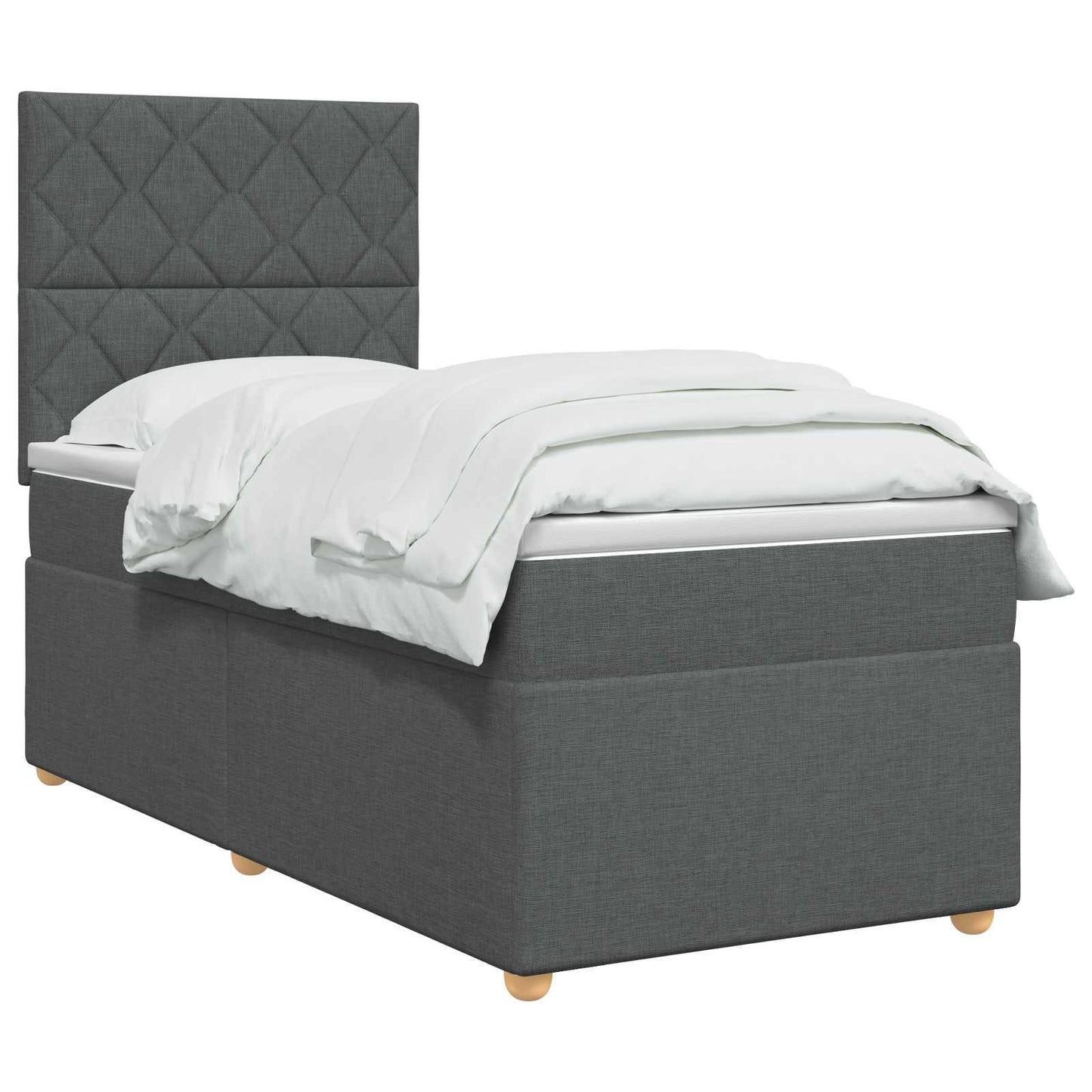 vidaXL Κρεβάτι box spring με στρώμα Σκούρο Γκρι 90 x 190 cm Ύφασμα