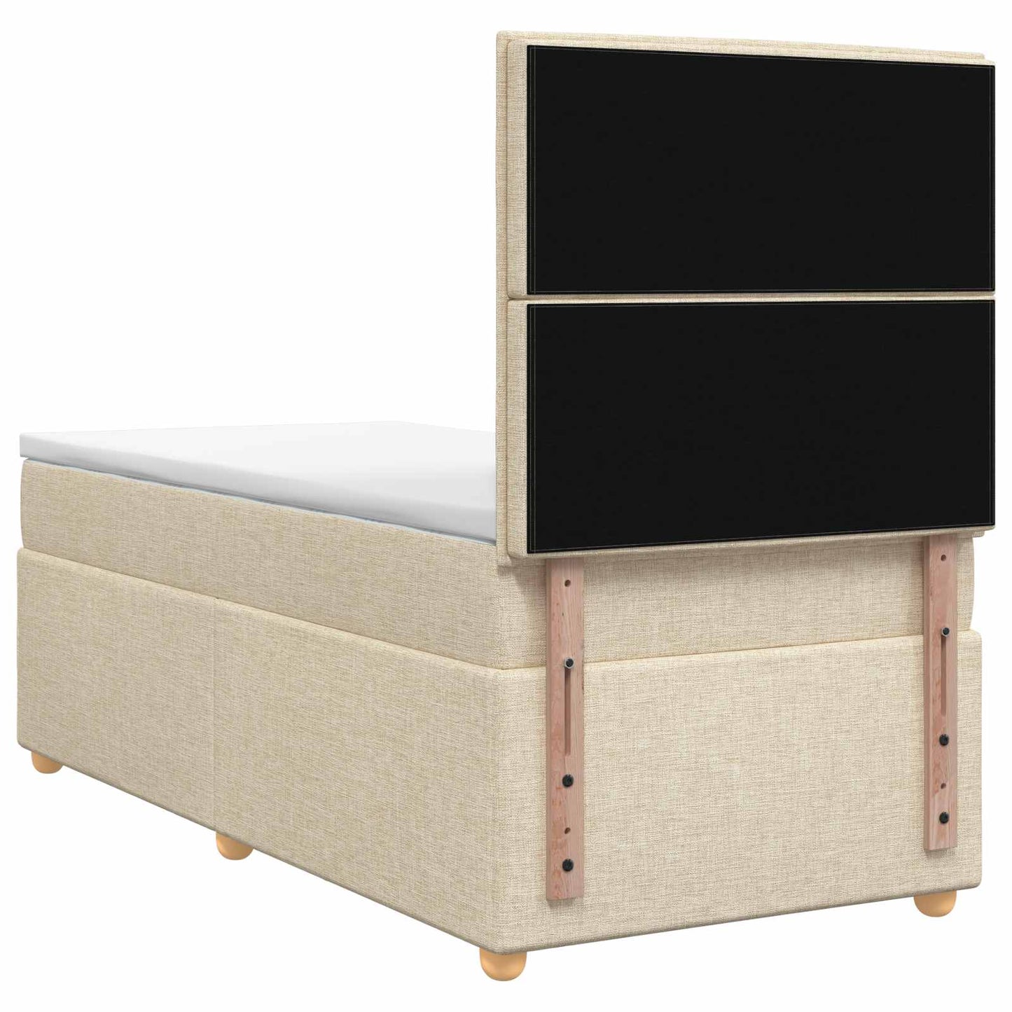 vidaXL Κρεβάτι box spring με στρώμα Κρεμ 90 x 190 cm Ύφασμα