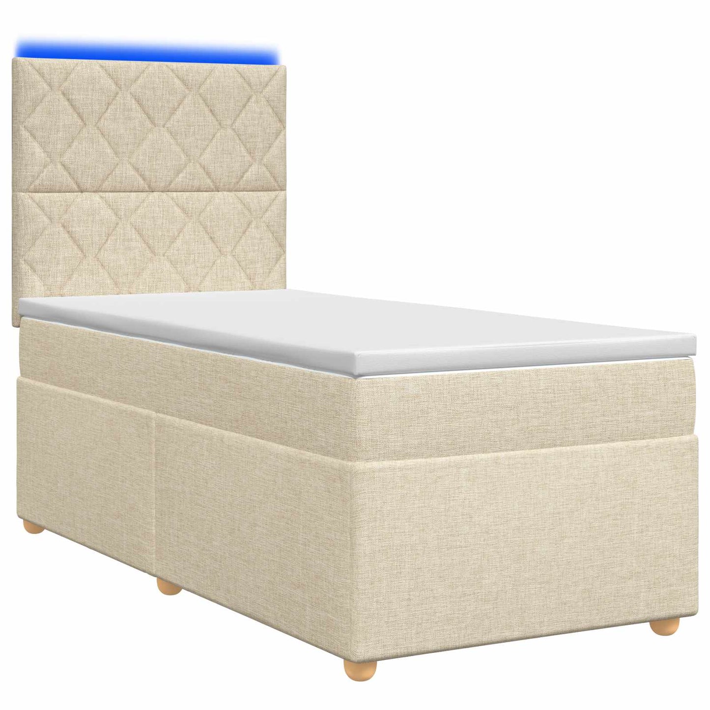vidaXL Κρεβάτι box spring με στρώμα Κρεμ 90 x 200 cm Ύφασμα