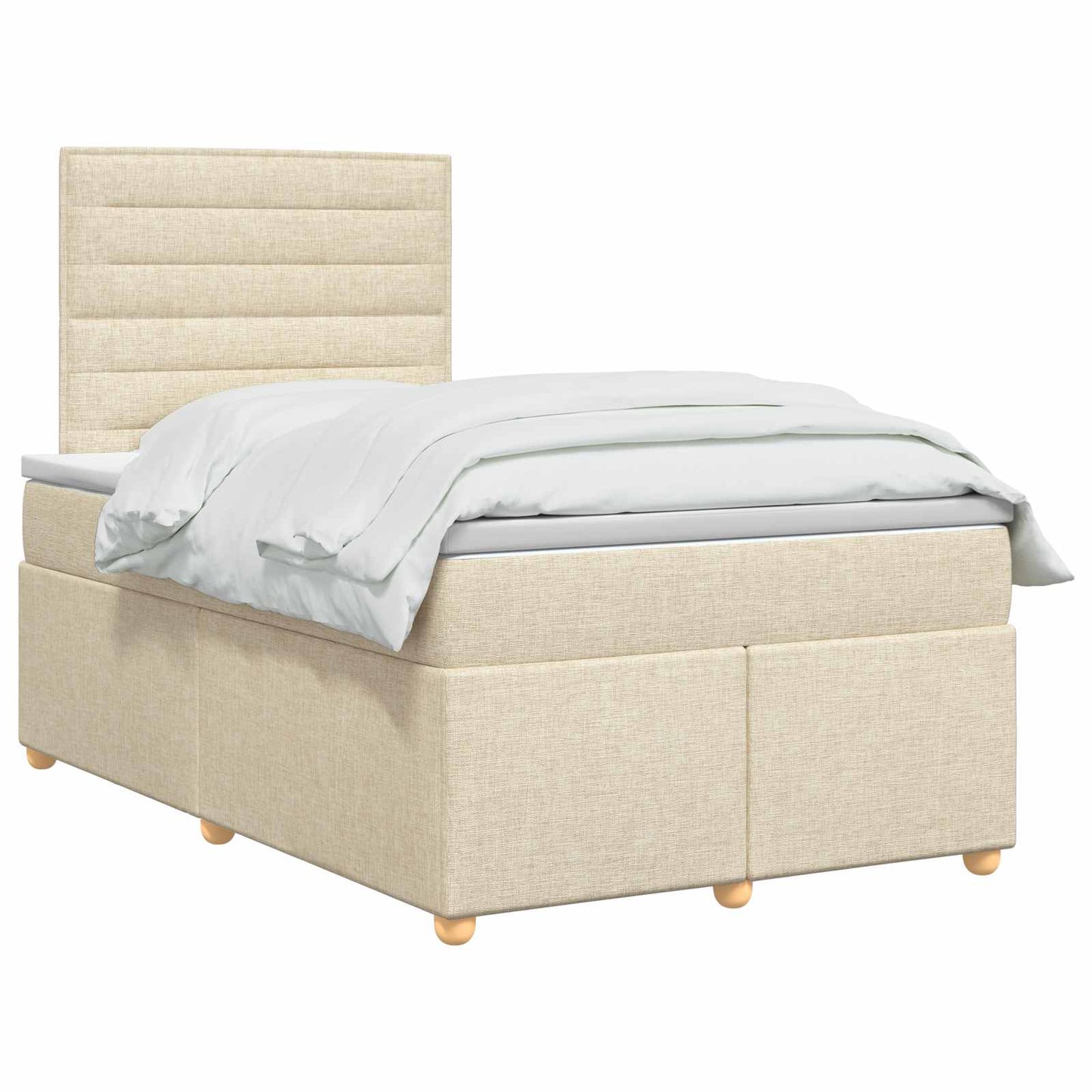 vidaXL Κρεβάτι box spring με στρώμα Κρεμ 120 x 190 cm Ύφασμα