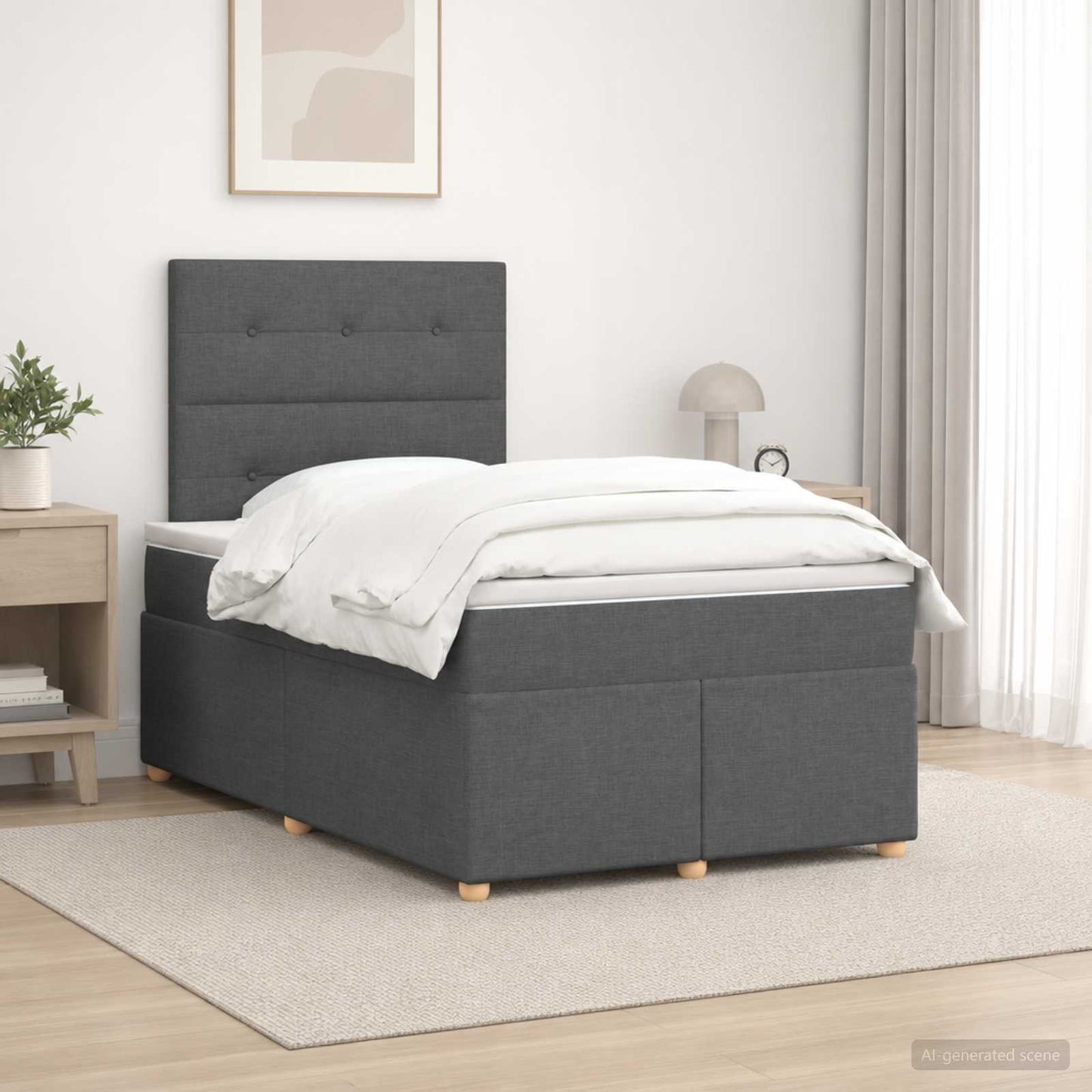 vidaXL Κρεβάτι box spring με στρώμα Σκούρο Γκρι 120 x 190 cm Ύφασμα