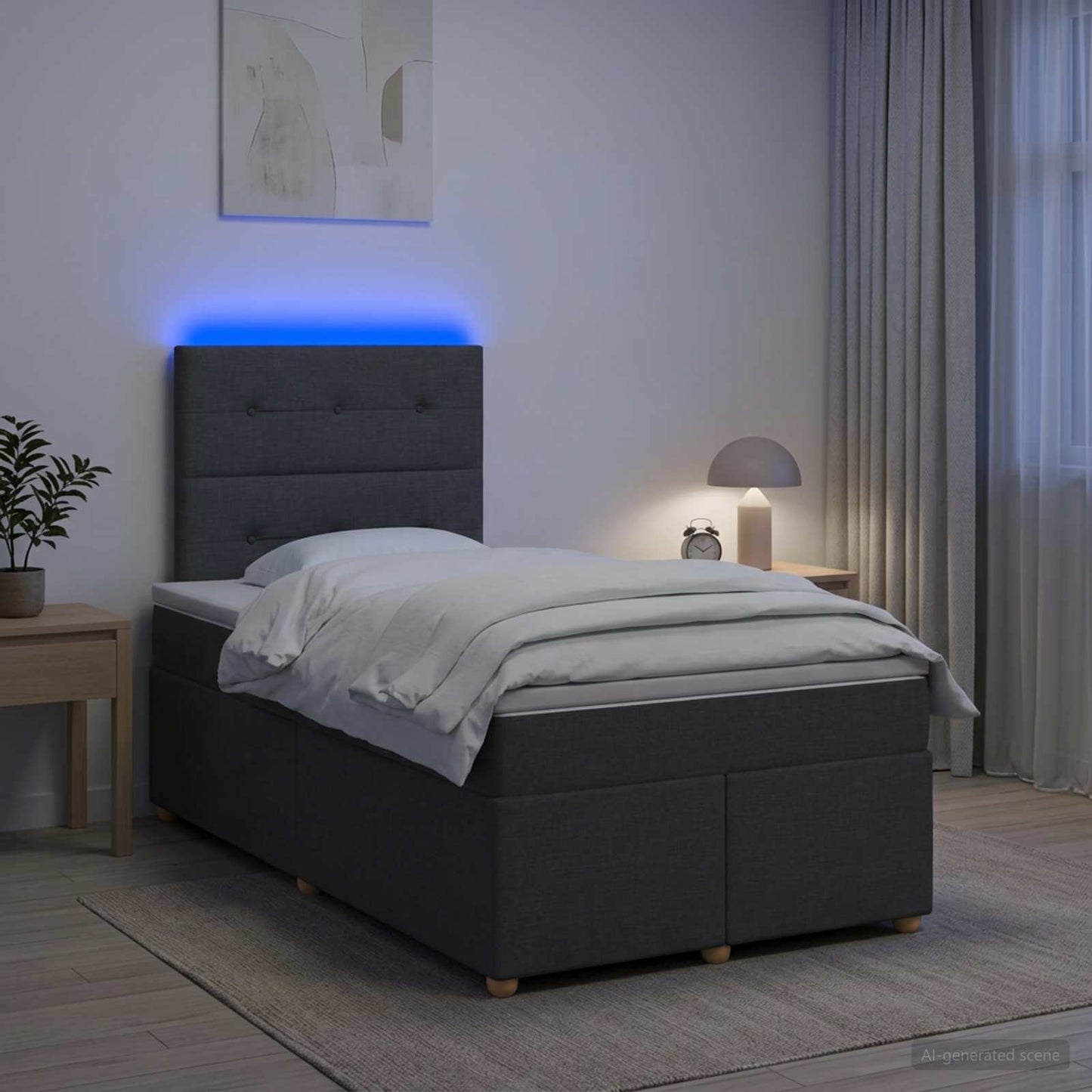 vidaXL Κρεβάτι box spring με στρώμα Σκούρο Γκρι 120 x 190 cm Ύφασμα