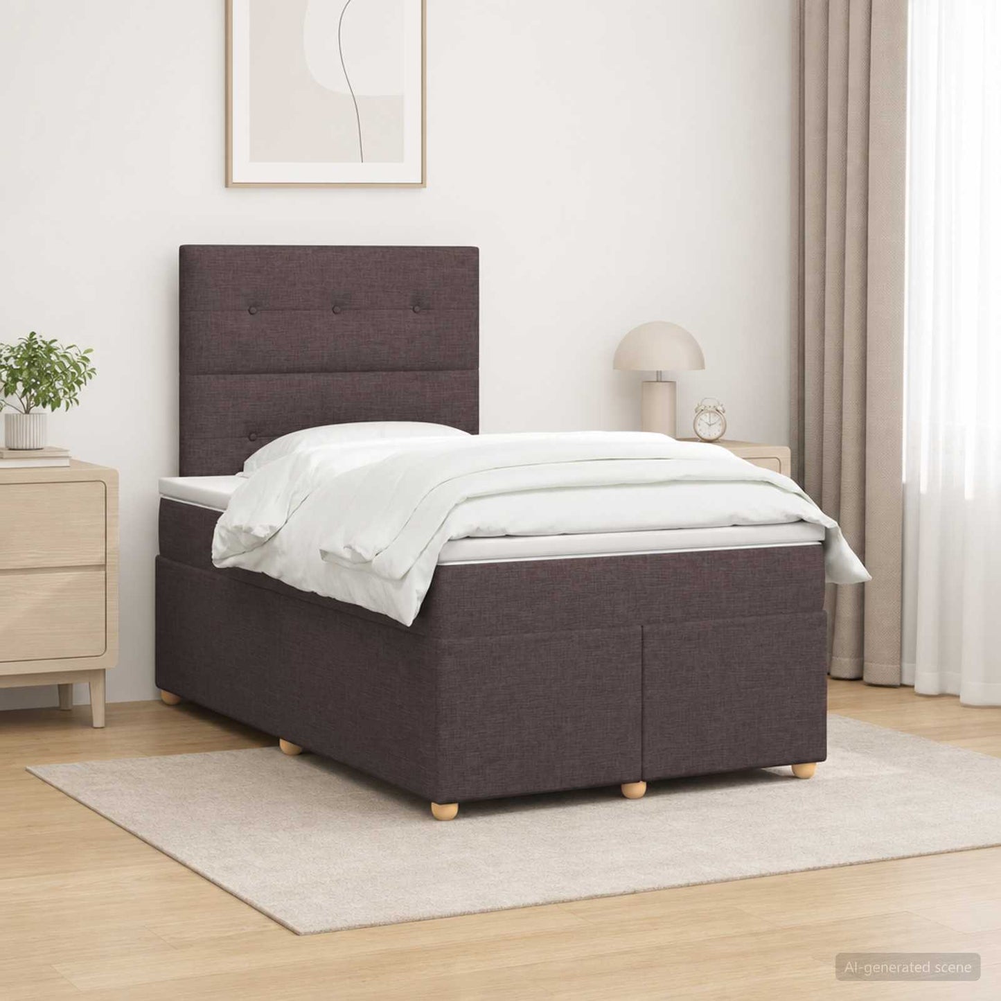 vidaXL Κρεβάτι box spring με στρώμα Σκούρο Καφέ 120 x 190 cm Ύφασμα