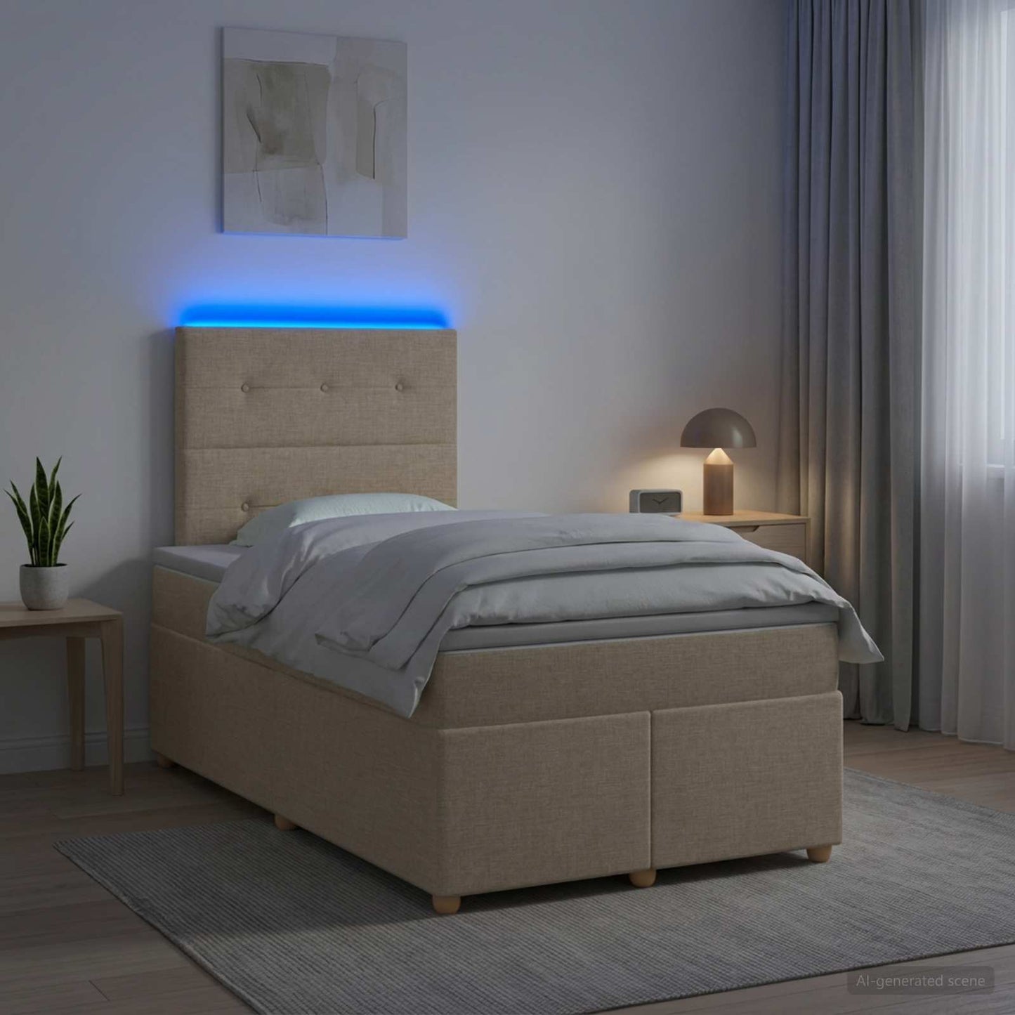vidaXL Κρεβάτι box spring με στρώμα Κρεμ 120 x 200 cm Ύφασμα