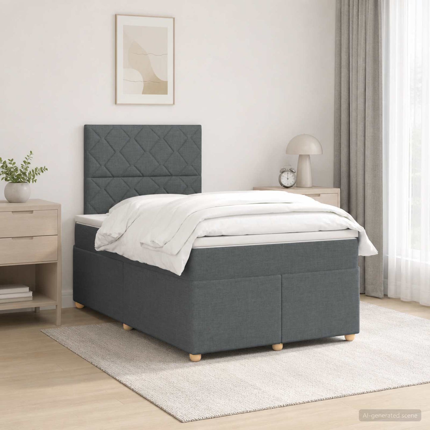 vidaXL Κρεβάτι box spring με στρώμα Σκούρο Γκρι 120 x 190 cm Ύφασμα
