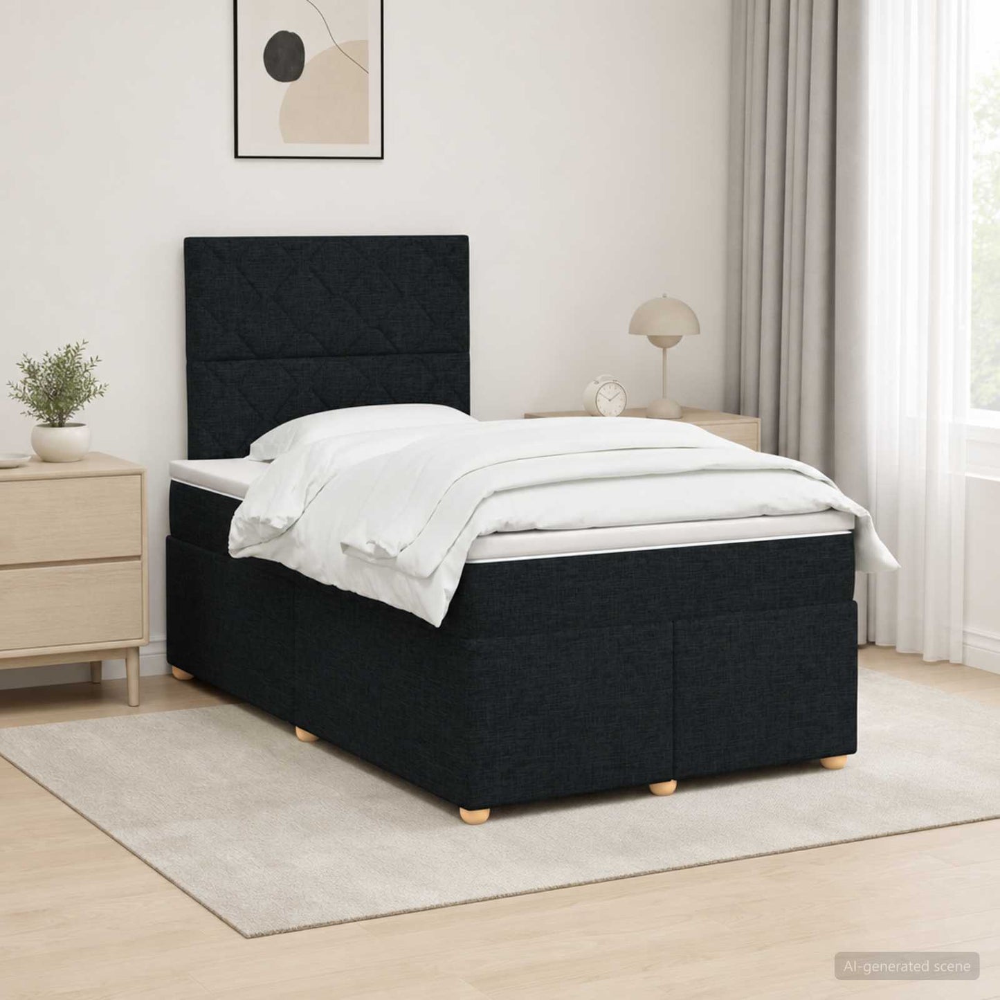 vidaXL Κρεβάτι box spring με στρώμα Μαύρο 120 x 190 cm Ύφασμα