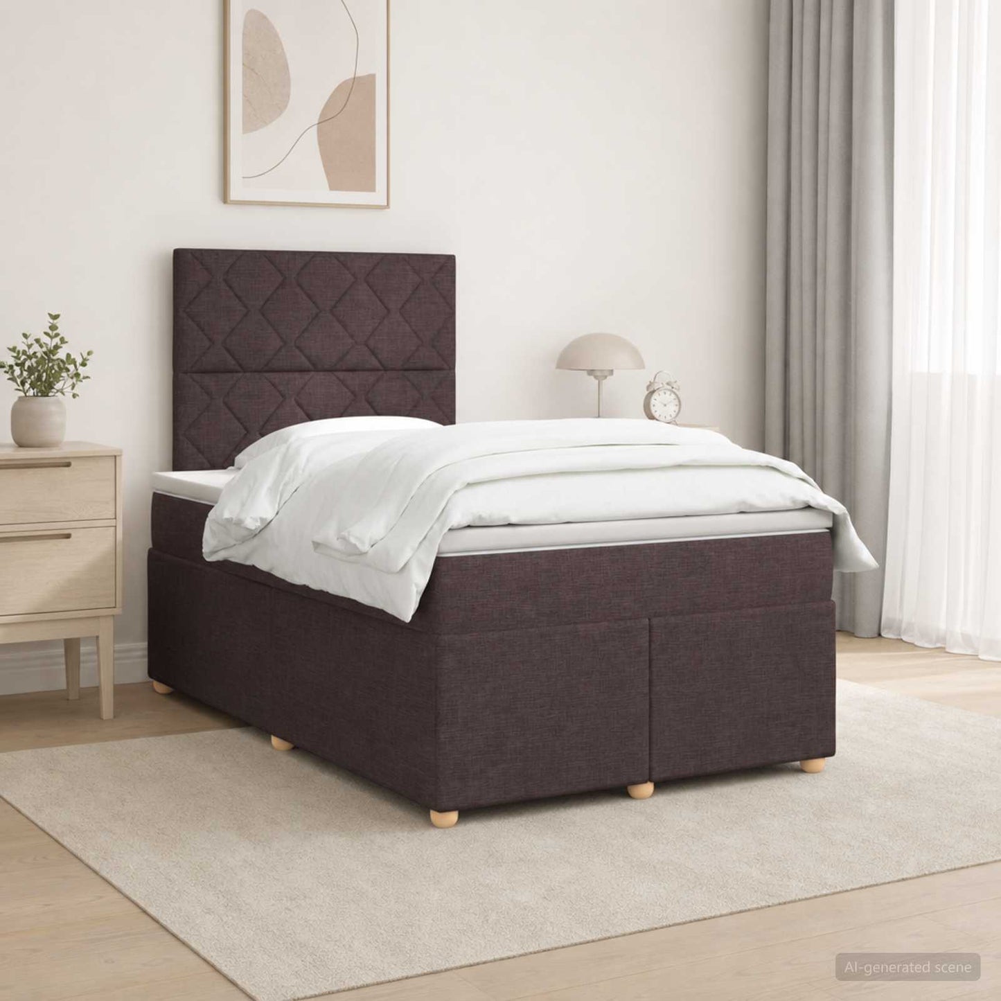 vidaXL Κρεβάτι box spring με στρώμα Σκούρο Καφέ 120 x 190 cm Ύφασμα