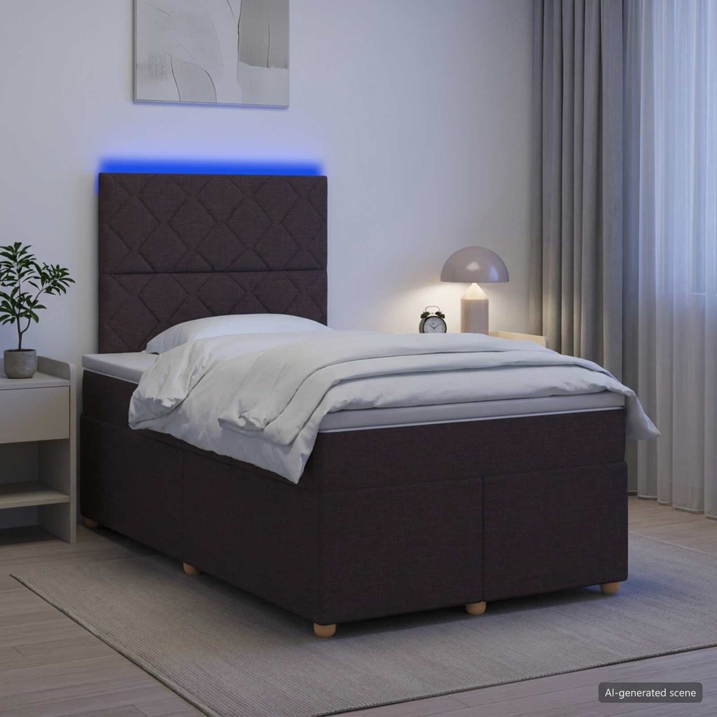 vidaXL Κρεβάτι box spring με στρώμα Σκούρο Καφέ 120 x 190 cm Ύφασμα