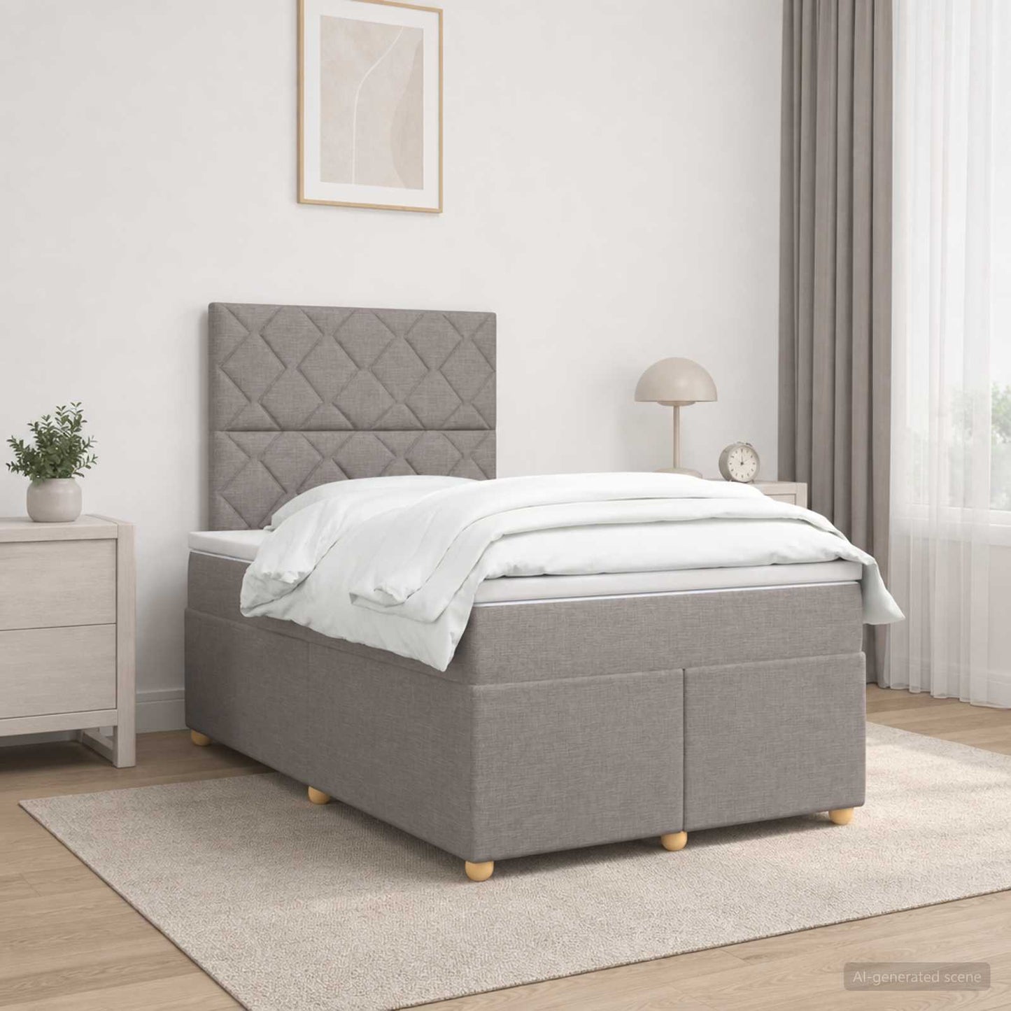 vidaXL Κρεβάτι box spring με στρώμα Taupe 120 x 190 cm Ύφασμα