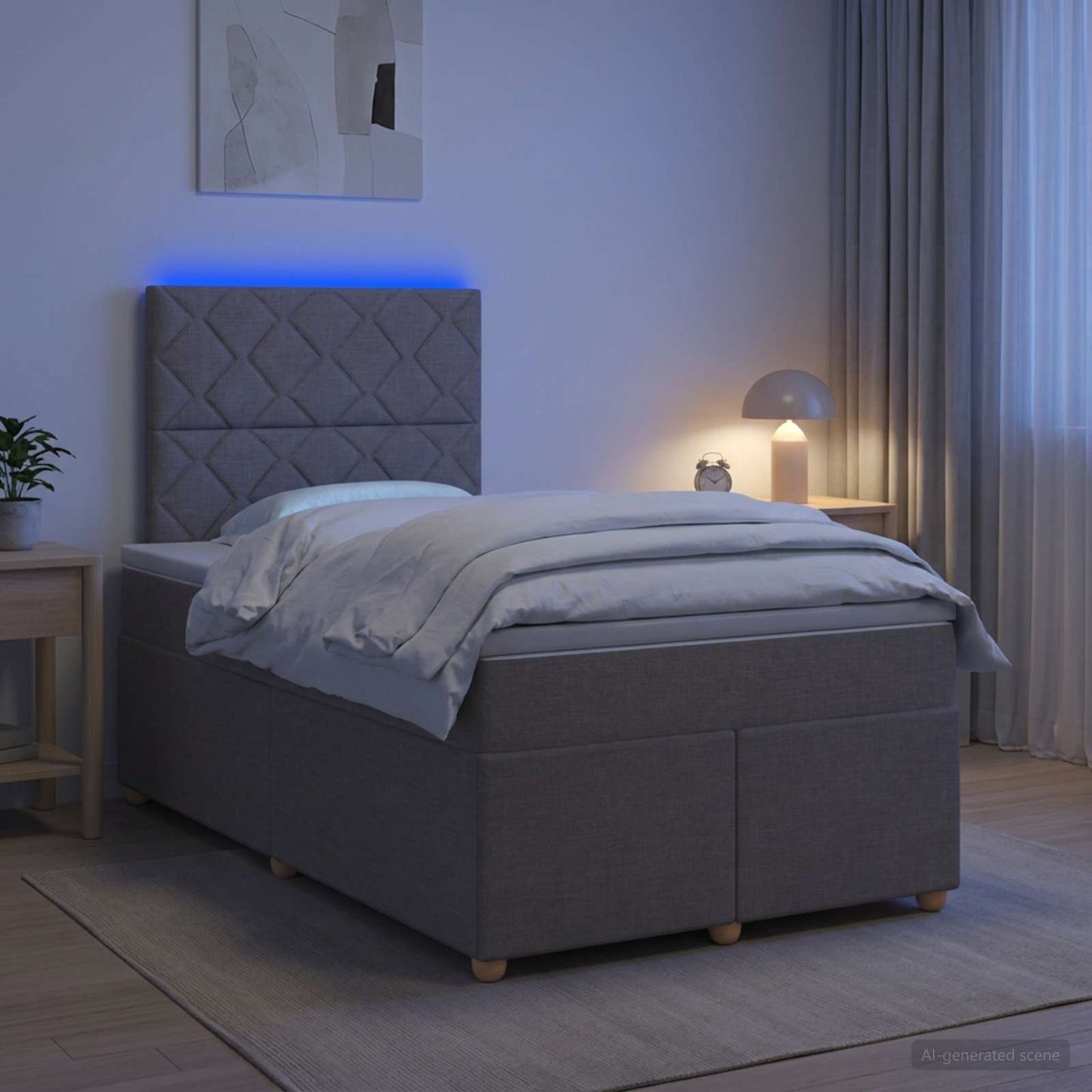 vidaXL Κρεβάτι box spring με στρώμα Taupe 120 x 200 cm Ύφασμα