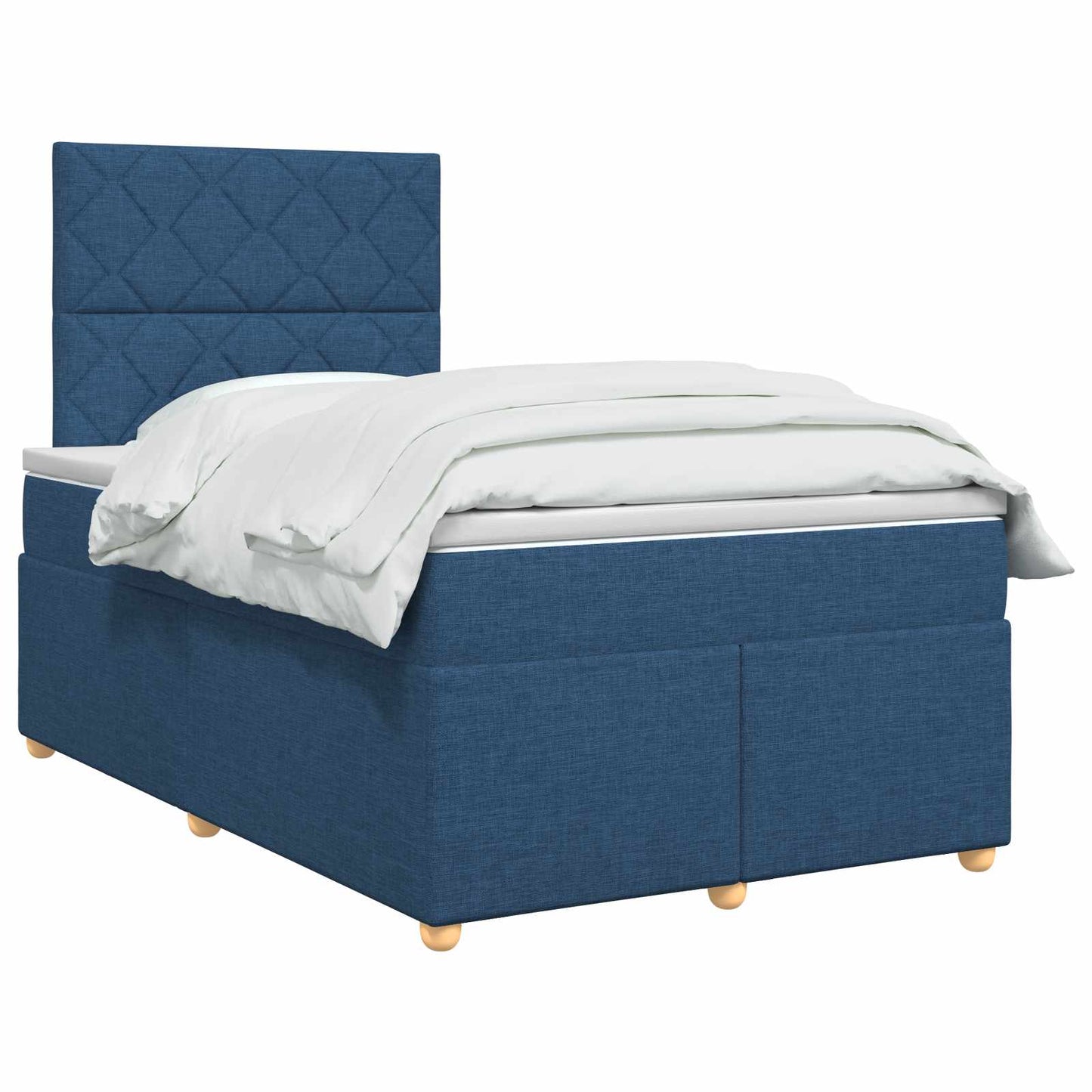 vidaXL Κρεβάτι box spring με στρώμα Μπλε 120 x 190 cm Ύφασμα