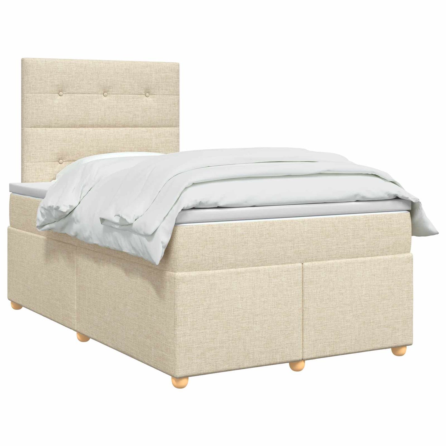 vidaXL Κρεβάτι box spring με στρώμα Κρεμ 120 x 200 cm Ύφασμα